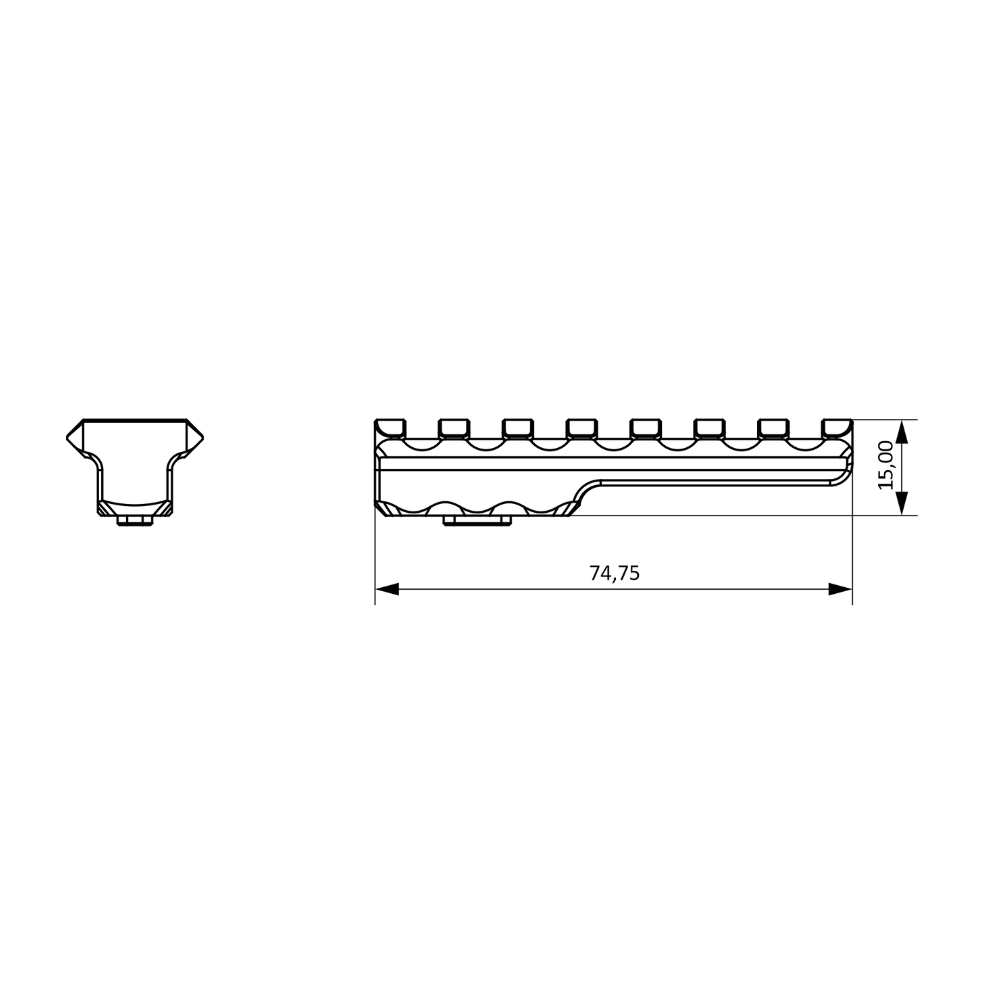 PR-01 – Picatinny Rail (SMAI, 7075-T6) | BHI DISTRIBUTION